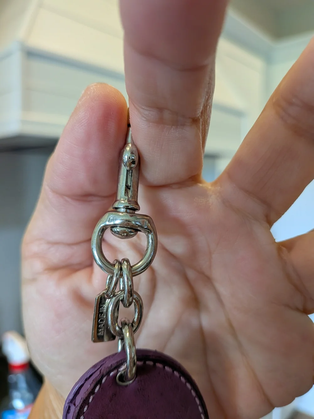 Coach Purple Heart Leather Keychain Charm